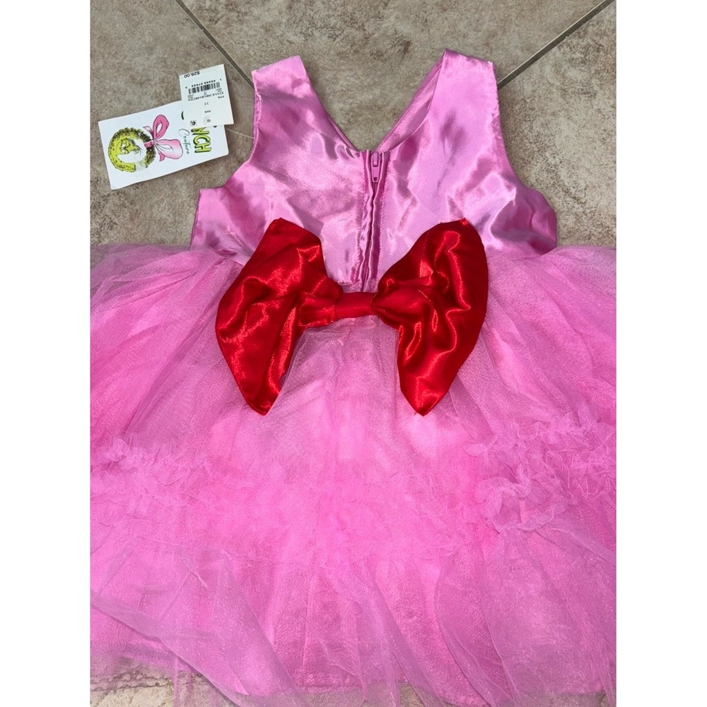 The Grinch Couture Cindy Lou Who Pink Tutu Dress Red Bow Christmas 3T DRGR14RCDA - Picture 5 of 5